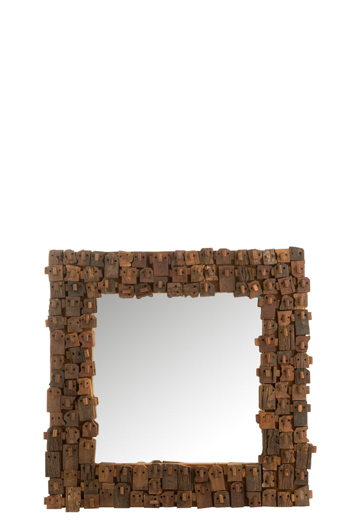 J-Line Recycled Wood/Mirror Natural Small