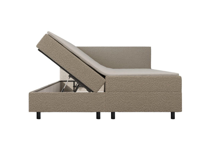 Mörgenn Aufbewahrung Boxspring Bouclé Beige 160x200