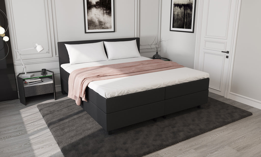 Mörgenn Aufbewahrungsboxspringbett Schwarz 160x210