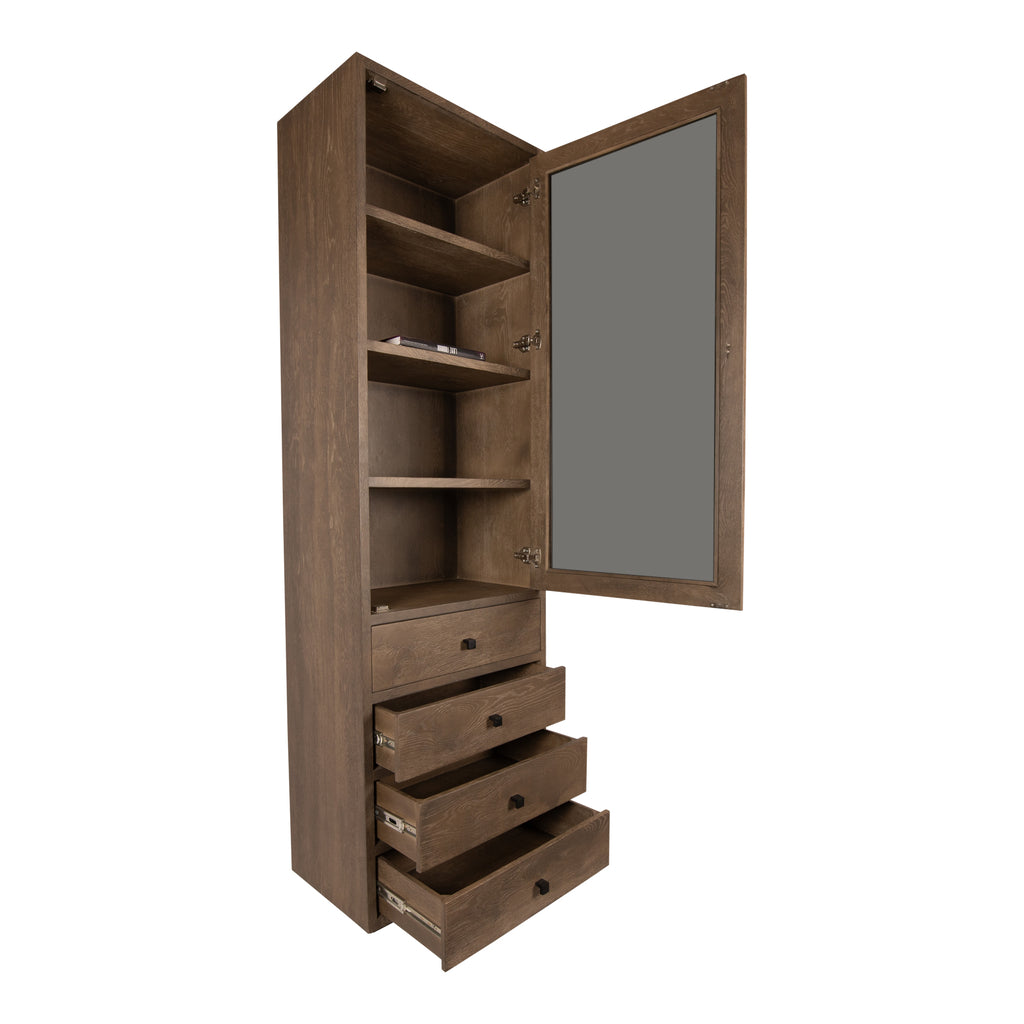 PTMD Oak Cabinet Armarium 1 door 4 drawers Grey