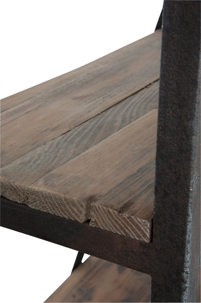 J-Line Rek+Ladder 4 Planken Hout/Metaal Naturel/Bruin