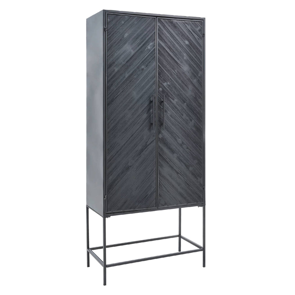 PTMD Rens Black Wooden Cabinet metal 