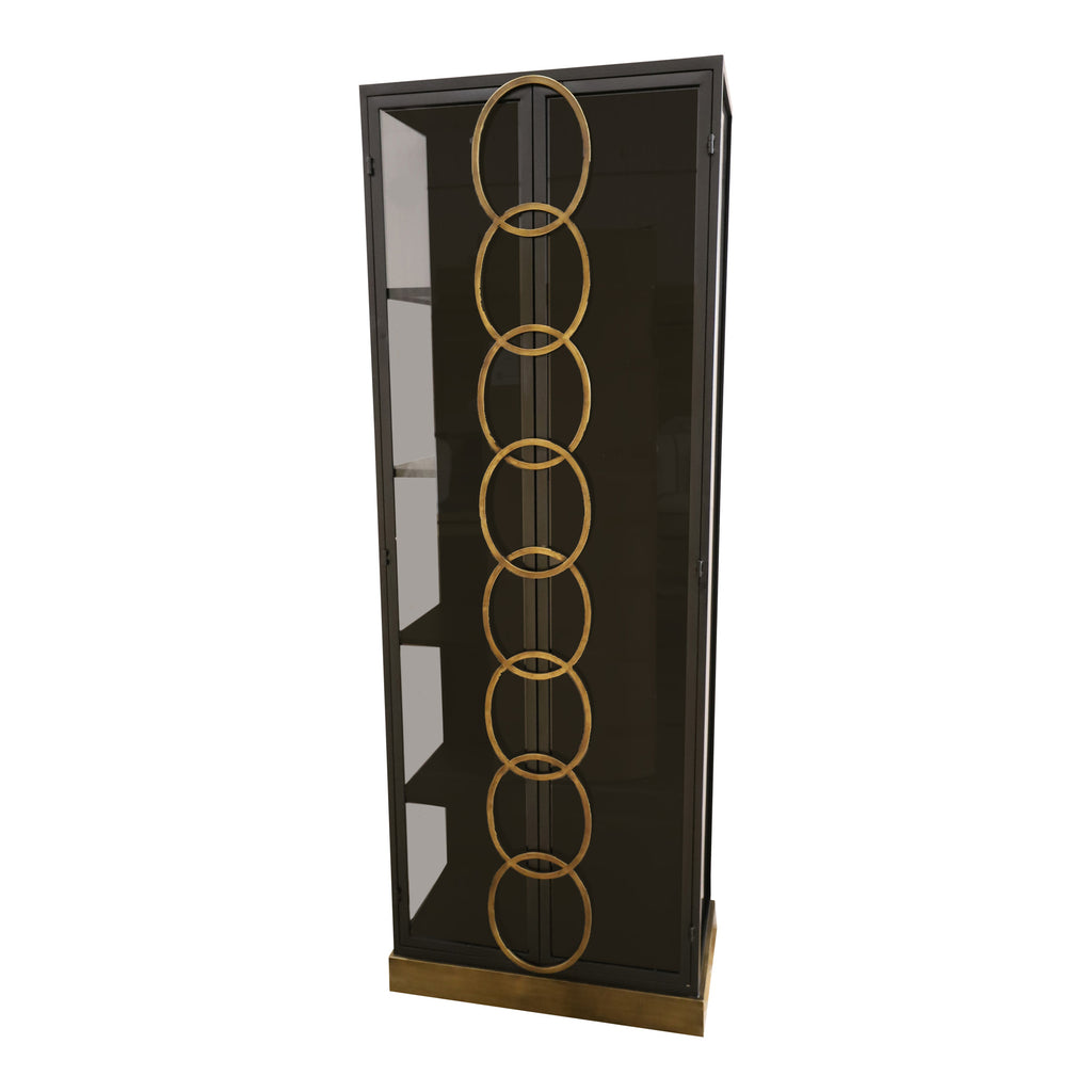 PTMD Riho Black Metal Cabinet Smoked Glass