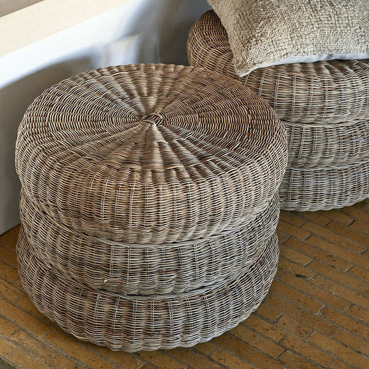 Poef Rustic Rattan Macaron