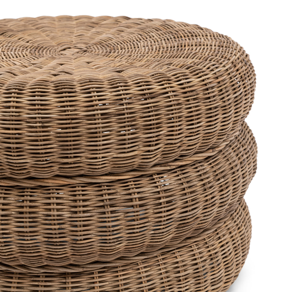 Poef Rustic Rattan Macaron