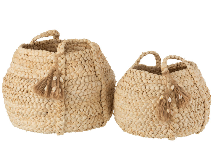 J-Line set 2 Baskets Woven Tassels