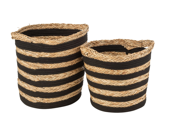 J-Line 2 baskets Striped Natural/Black