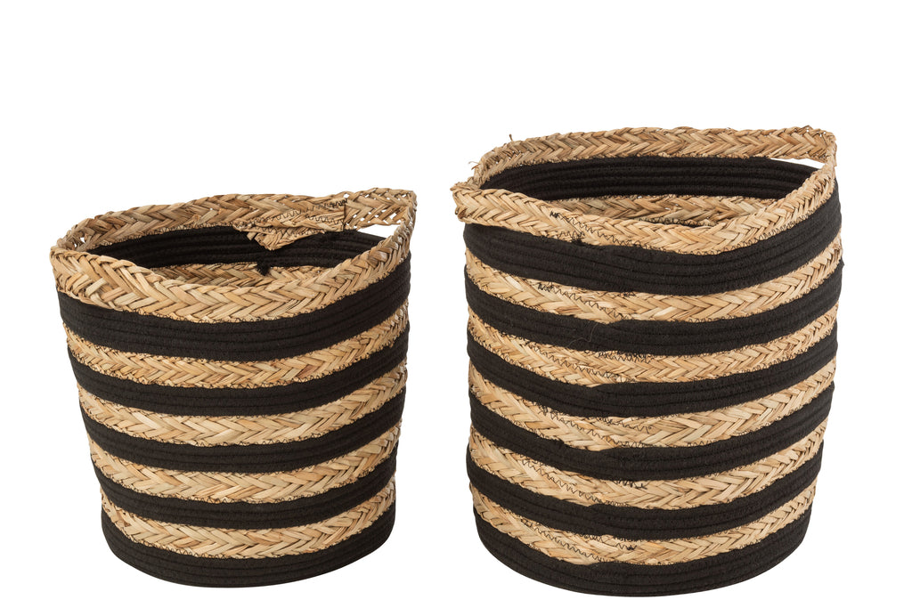 J-Line 2 baskets Striped Natural/Black