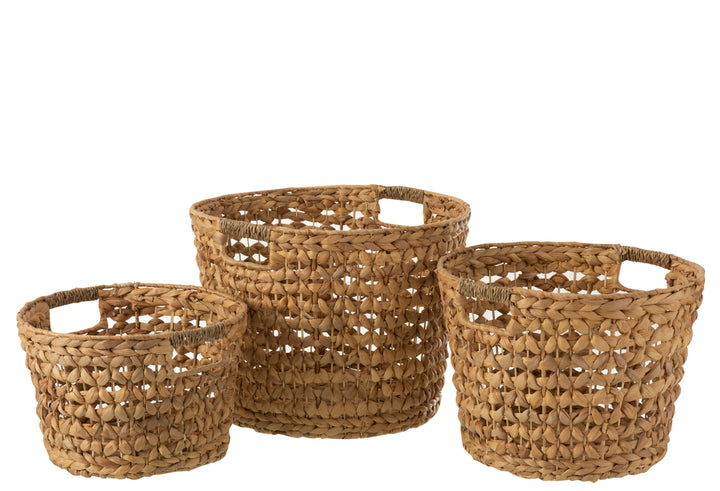 J-Line Set 3 baskets Water Hyacinth Natural