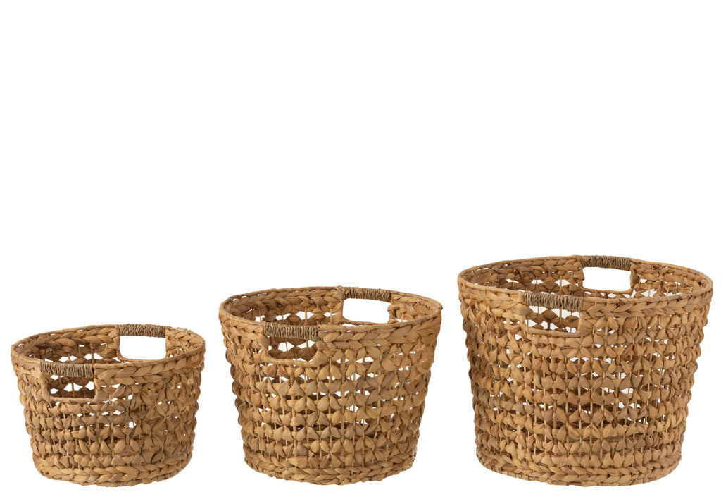 J-Line Set 3 baskets Water Hyacinth Natural