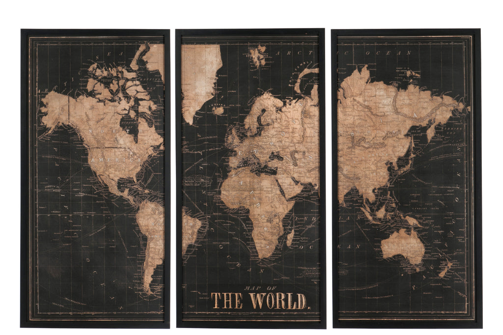 J-Line World Map Wood Set of 3