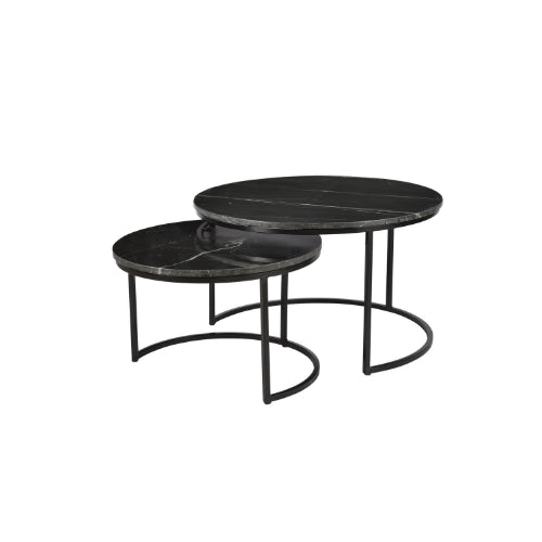 Coffee table Nova | Set of 2 | Round | Black marble