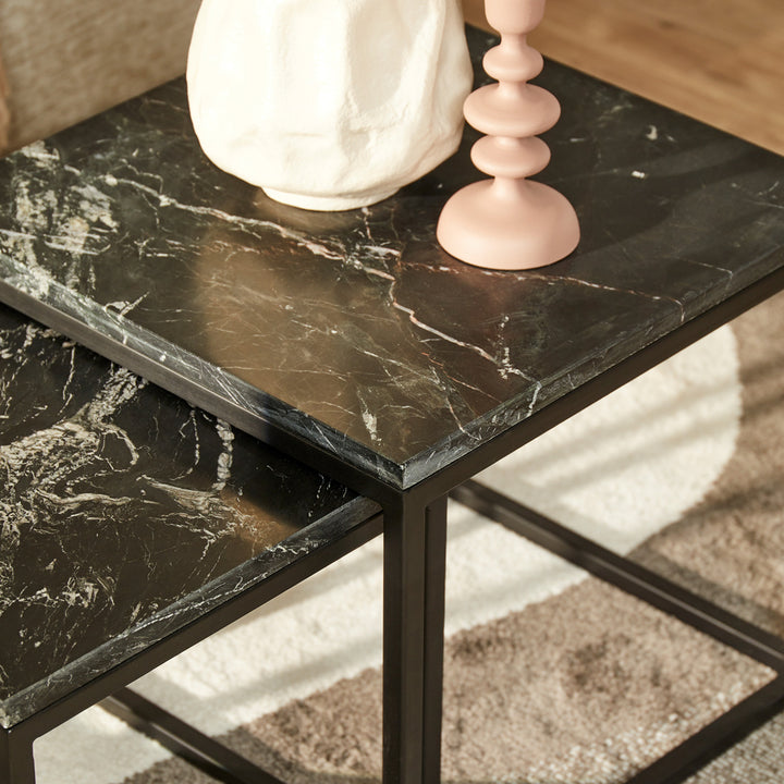 Coffee table set Daan | Black marble 50-40 cm