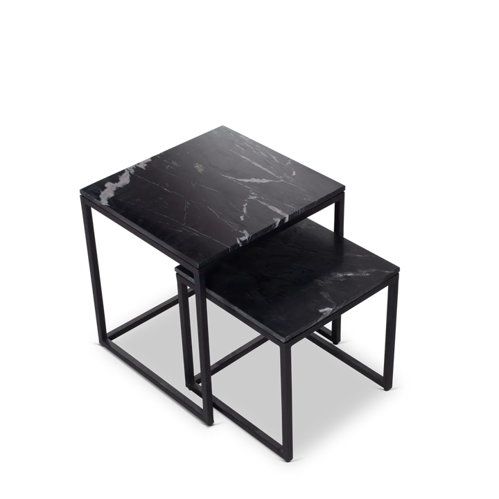 Coffee table set Daan | Black marble 50-40 cm