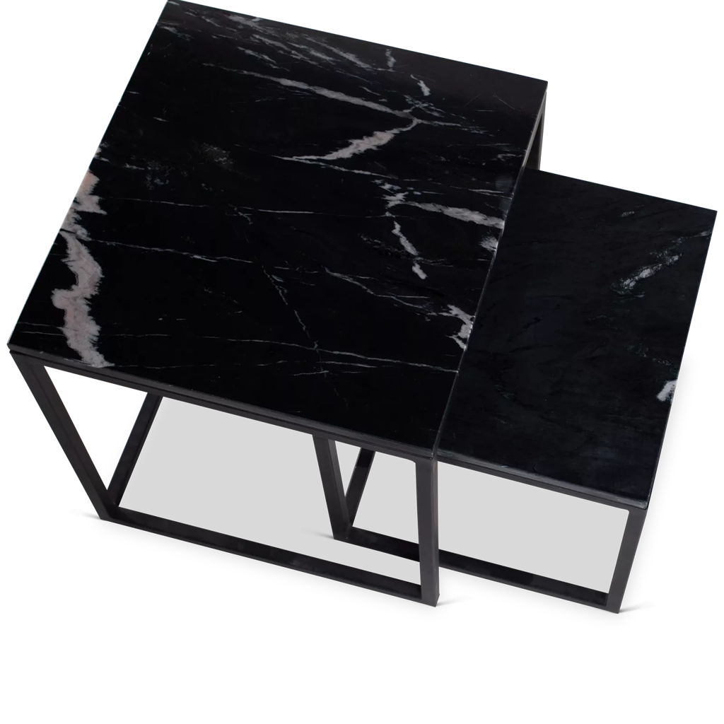 Coffee table set Daan | Black marble 50-40 cm