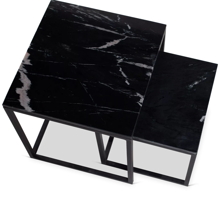 Coffee table set Daan | Black marble 50-40 cm