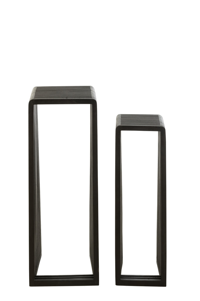 J-Line Set of 2 Side Tables Cubic Teak Wood Black