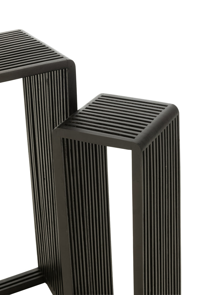 J-Line Set of 2 Side Tables Cubic Teak Wood Black