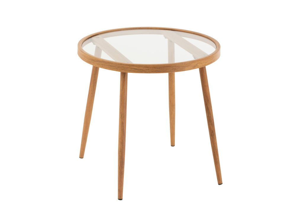 J-Line Side table round metal glass natural