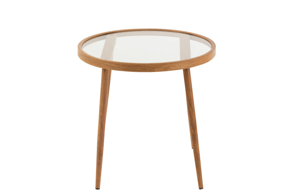 J-Line Side table round metal glass natural