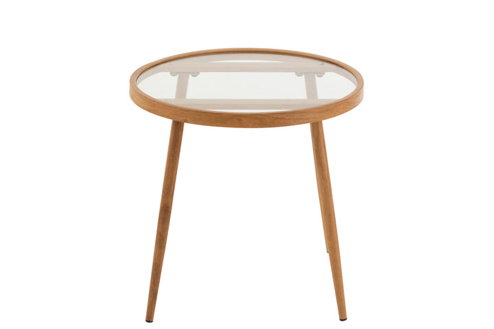 J-Line Side table round metal glass natural