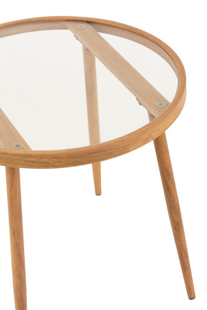 J-Line Side table round metal glass natural