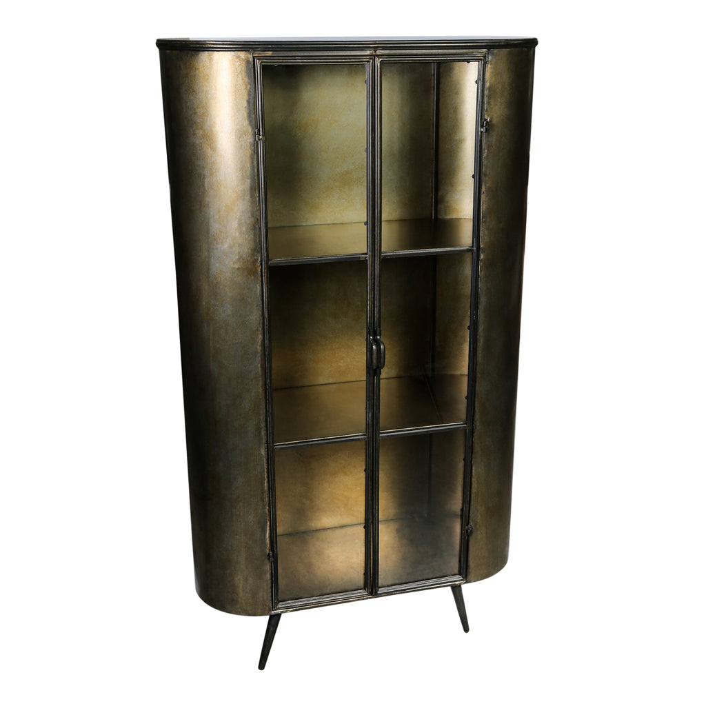 PTMD Spacer Brass Iron Glass Door Cabinet High