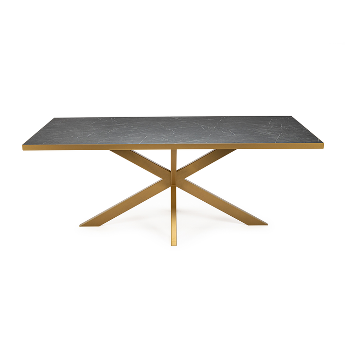 Stalux Eettafel Gijs 240x100 cm Goud Zwart Marmer