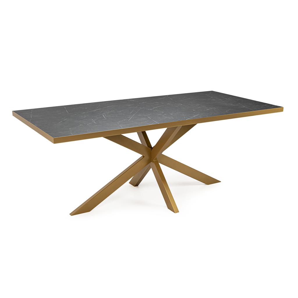 Stalux Eettafel Gijs 240x100 cm Goud Zwart Marmer