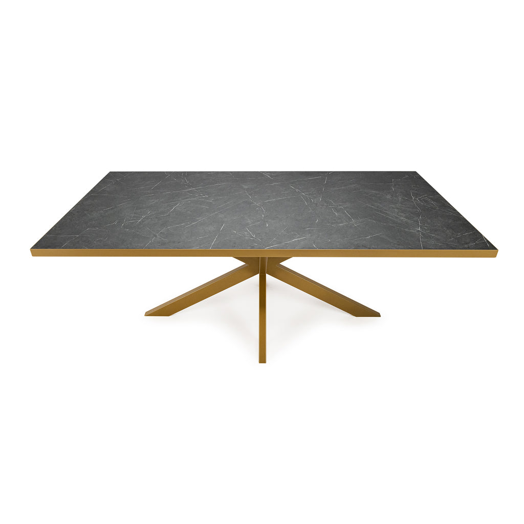 Stalux Eettafel Gijs 240x100 cm Goud Zwart Marmer