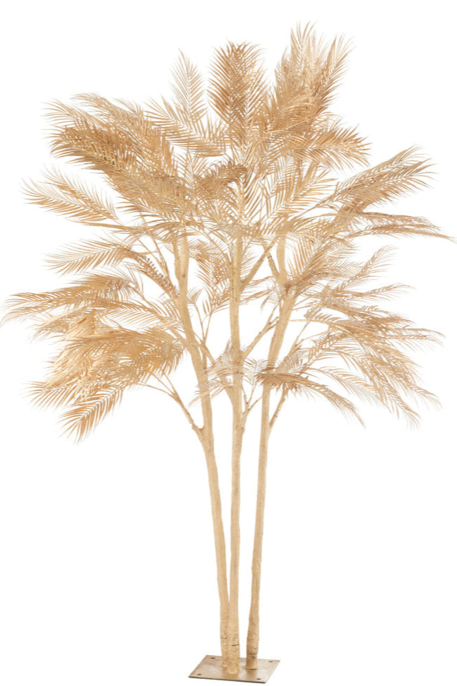 J-Line Art Tree Palm Leaves 3 Trunks Gold Large