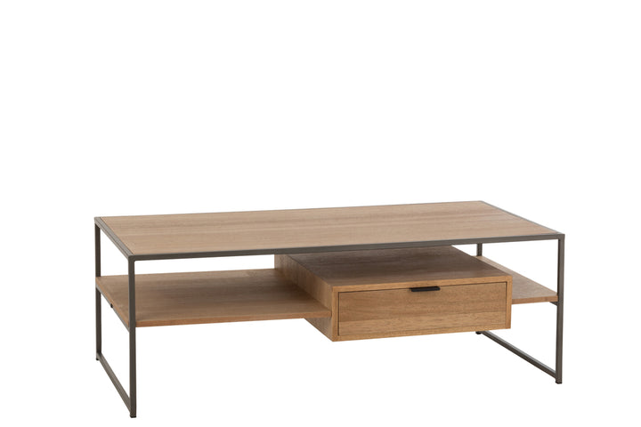 J-Line Tv-tafel 1 lade hout/metaal naturel