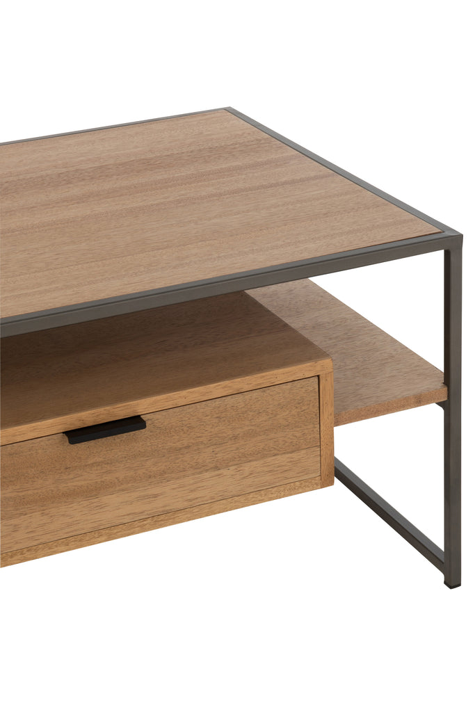 J-Line Tv-tafel 1 lade hout/metaal naturel