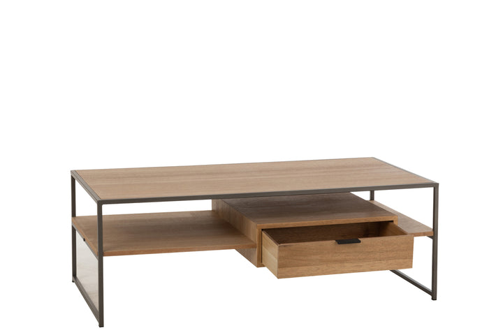 J-Line Tv-tafel 1 lade hout/metaal naturel