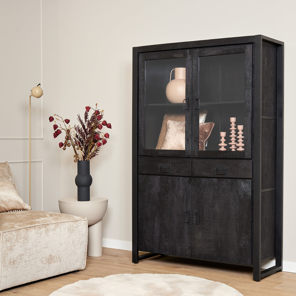 Vitrine Boaz Schwarz | 115 cm