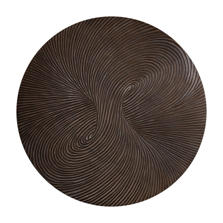 PTMD Wiktor Bruin MDF Rond Wandpaneel Swirl Carving L