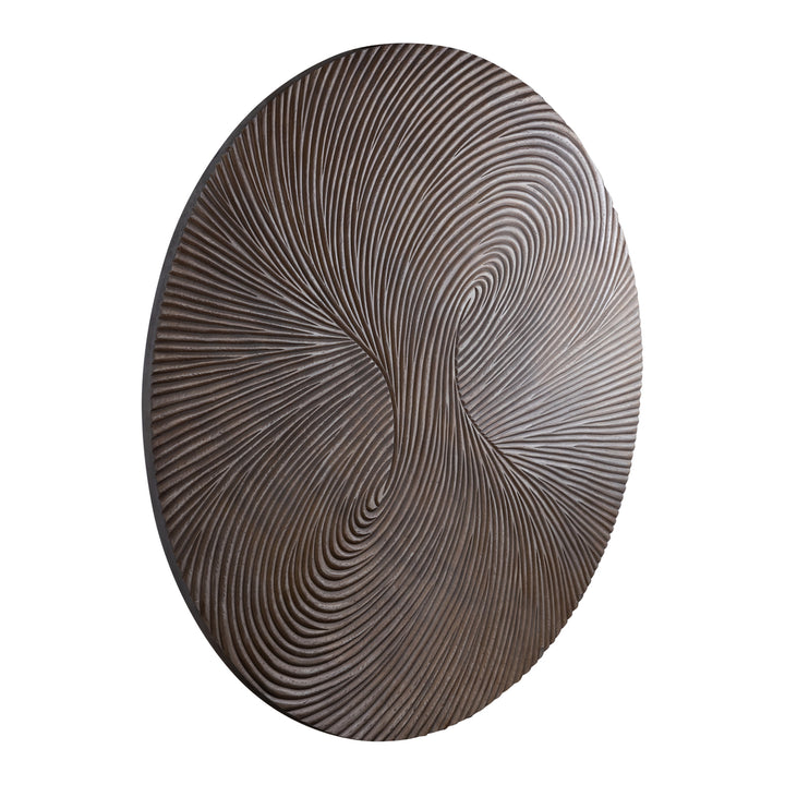 PTMD Wiktor Bruin MDF Rond Wandpaneel Swirl Carving L