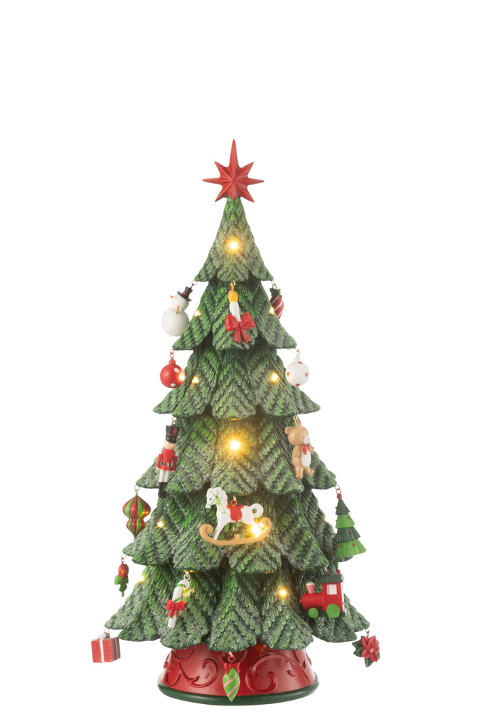 J-Line Kerstboom Led Ornamenten Hars Mix Klein